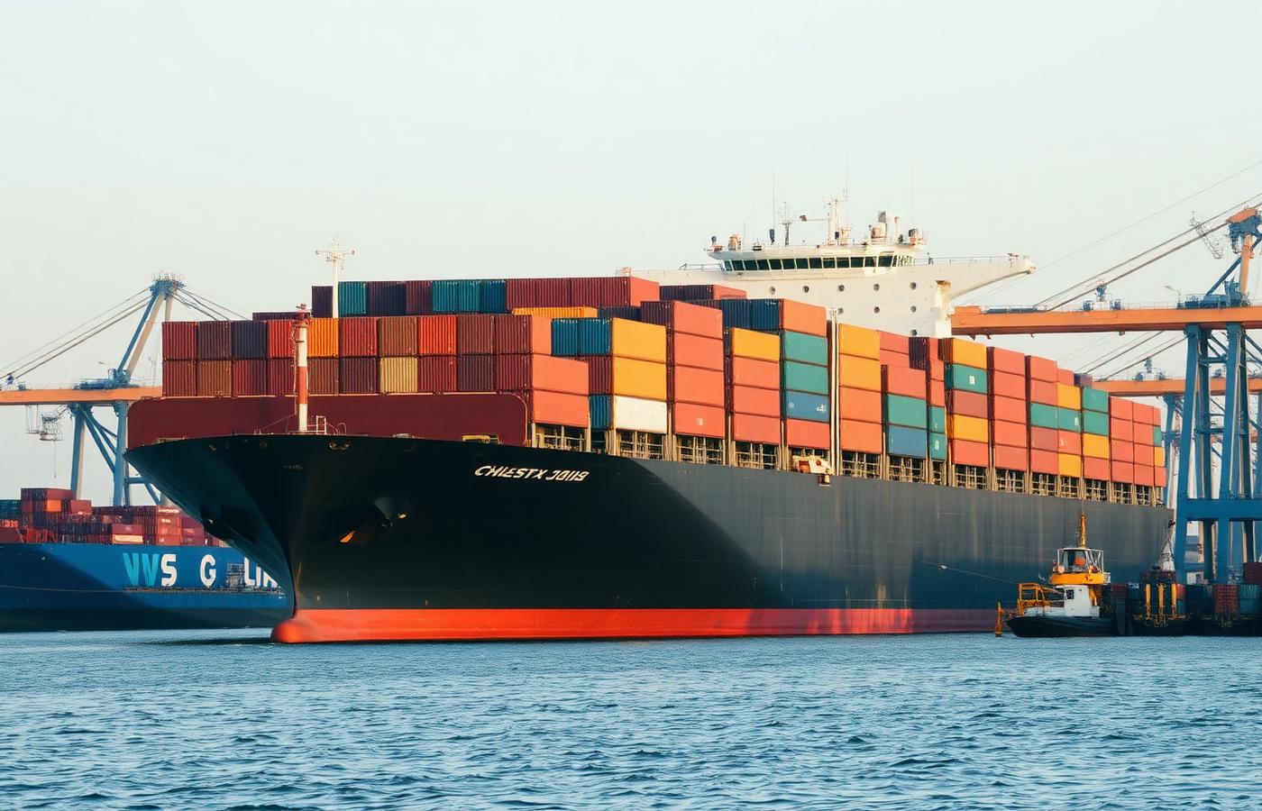 Container vessel at a port terminal