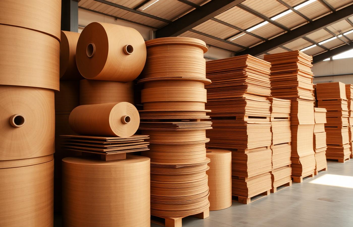 Kraft and packaging paper stored in a warehouse